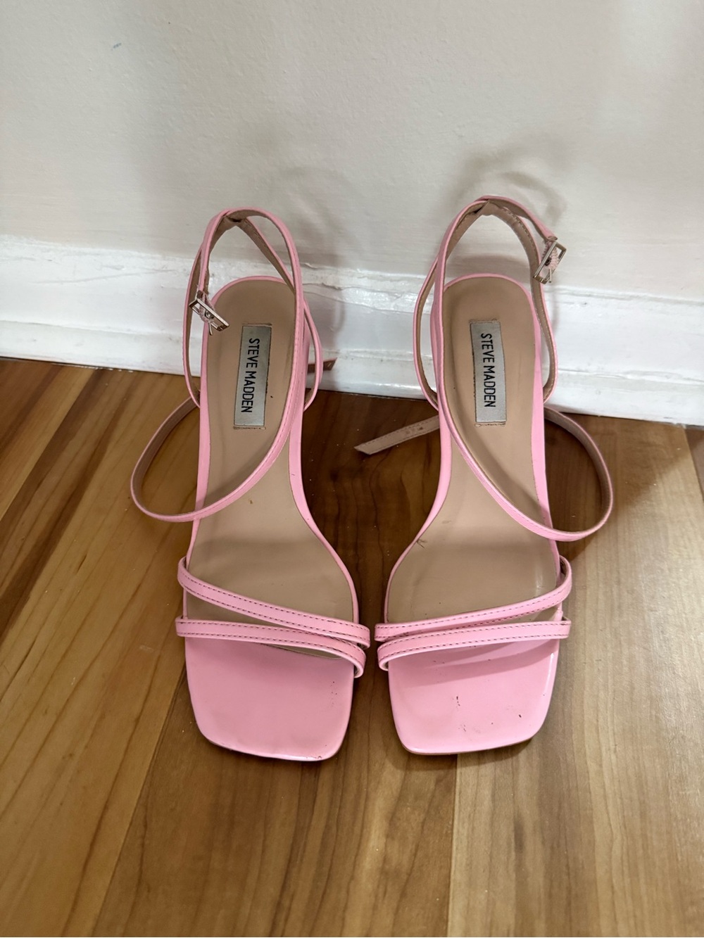 Steve Madden Kyrah Pink Strappy Square-Toe Heels